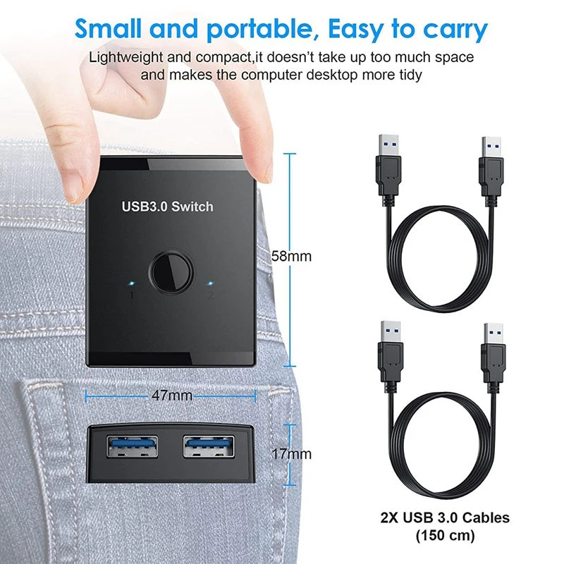 New USB 3.0 Switch Selector, Bi-Directional USB Switch 2 In 1 Out / 1 In 2 Out USB KVM Switcher