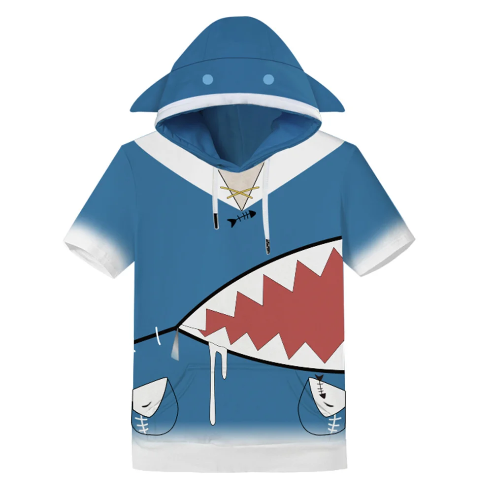 Hololive English VTuber Gawr Gura Shark GirlCosplay Hoodie 3D Printed Sweatshirt Men Women Ookami Mio Pullover Zip Up Jacket