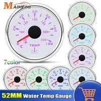 52mm Water Temperature Gauge with 7 Color Backlight 0~120℃ Water Temp Sensor 1/8NPT Car Meter for Marine Car Boat Camper 12V 24V