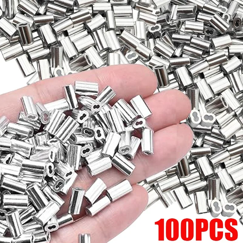 Double Hole Cable Crimp Ring Wire Ferrules Aluminum Sleeve Clamps Steel Wire Rope Fixed Clips Hardware Accessories 1.0mm-6.0mm