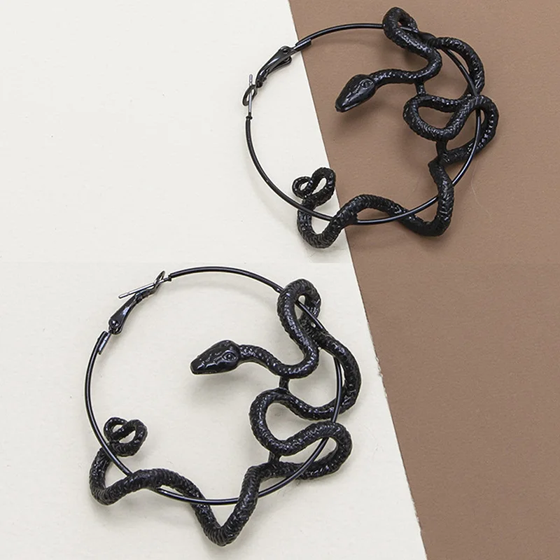أقراط طارة ثعبان عتيقة للنساء ، فاسق ، كبير ، مجنون ، توين ، بيان ، مجوهرات ، إكسسوارات #4