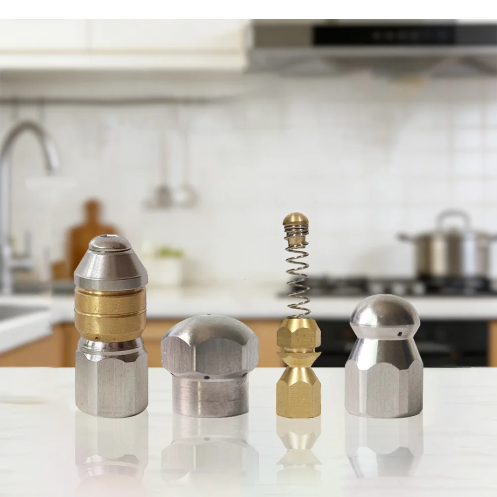 

Набор насадок для очистки трубопровода: прочная нержавеющая сталь для эффективных сабов, насадка для канализационного шланга, аксессуары для мытья