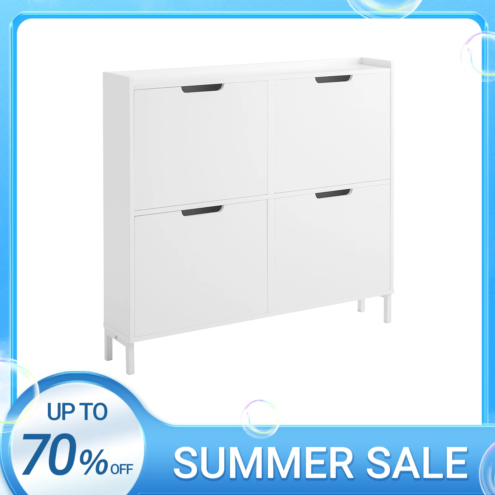 SoBuy FSR100 Mueble zapatero con 4 solapas, zapatero con 8 estantes, mueble zapatero estrecho, cómoda, estantería para zapatos
