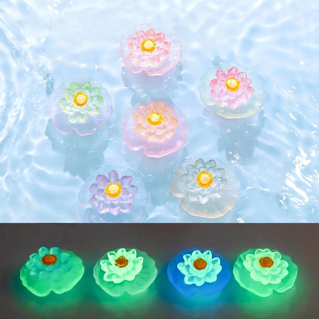 Glow-in-the-Dark Lotus & Lily Pad Miniature - DIY Aquarium Ornament for Terrarium & Fish Tank Decor