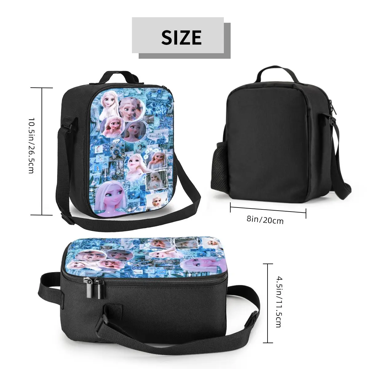 Custom Frozen Princess Elsa Thermal Insulated Lunch Bags Women Anime Lunch Tote for Outdoor Camping Travel Bento Food Box image 3