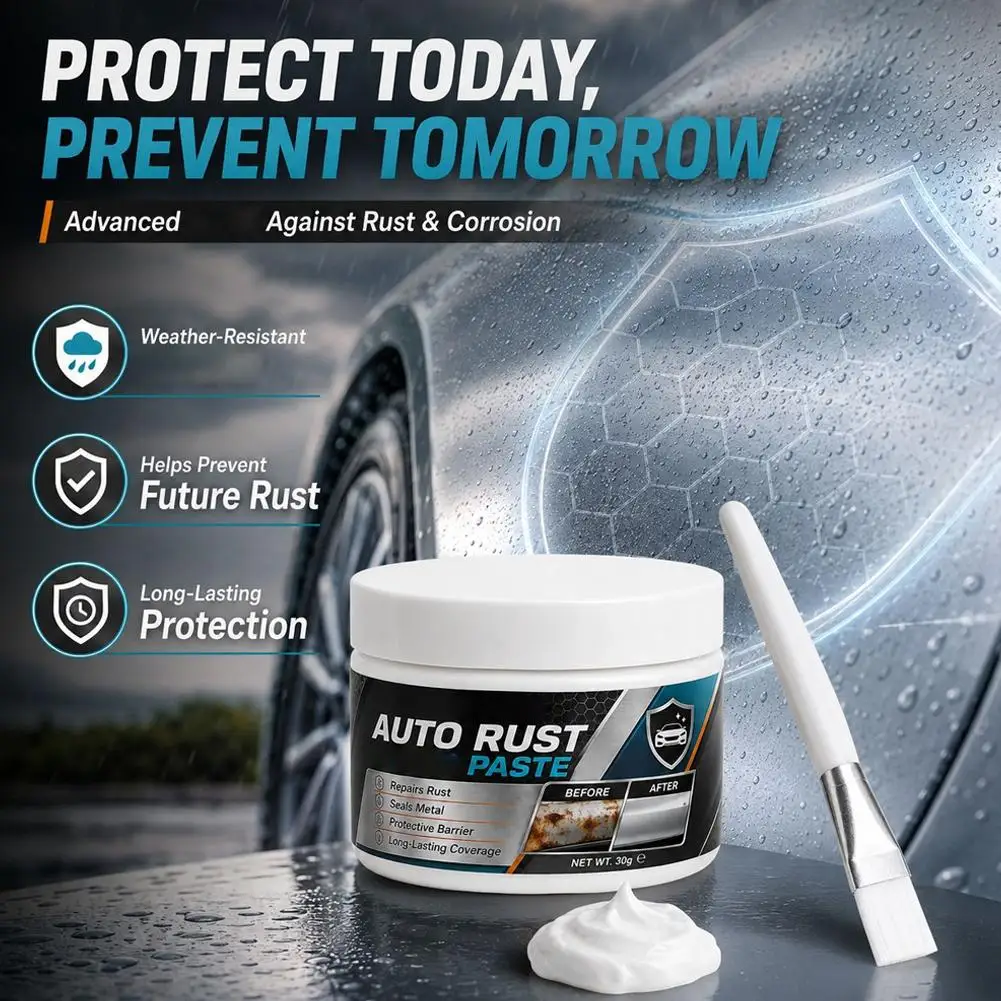 30g Car Anti-rust Paste Waterproof Anti-corrosion Car Metal Rust Repair Paste with Brush Chassis Wheel Arch Protective Paste