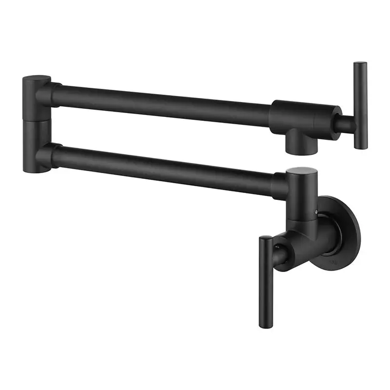 

-November Pot Filler Faucet Wall Mount Double Joint Design For Kitchen, Sink, Stove And Bar Leak Free Swivel Arm