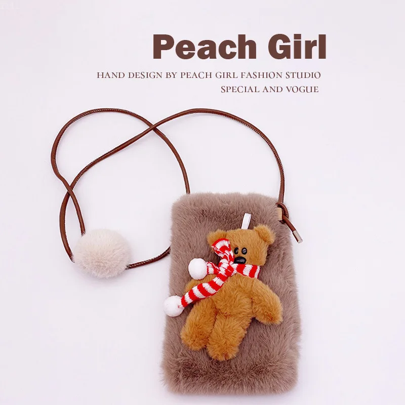 

Peach Girl Sweetheart Girl 3D Doll Plush Crossbody Bag Mobile Bag Internet Celebrity Same Style