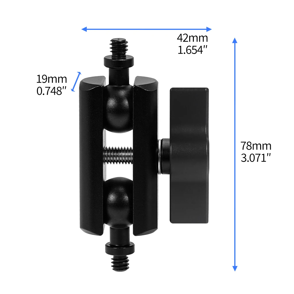 Aluminium-Doppelsockel-Arm-Verlängerungshalterung für 17 mm Kugelkopf-Clip-Halter, Lichtklemme für RAM für Gopro 13 12 Insta360 X4 Kamera – Detail 15