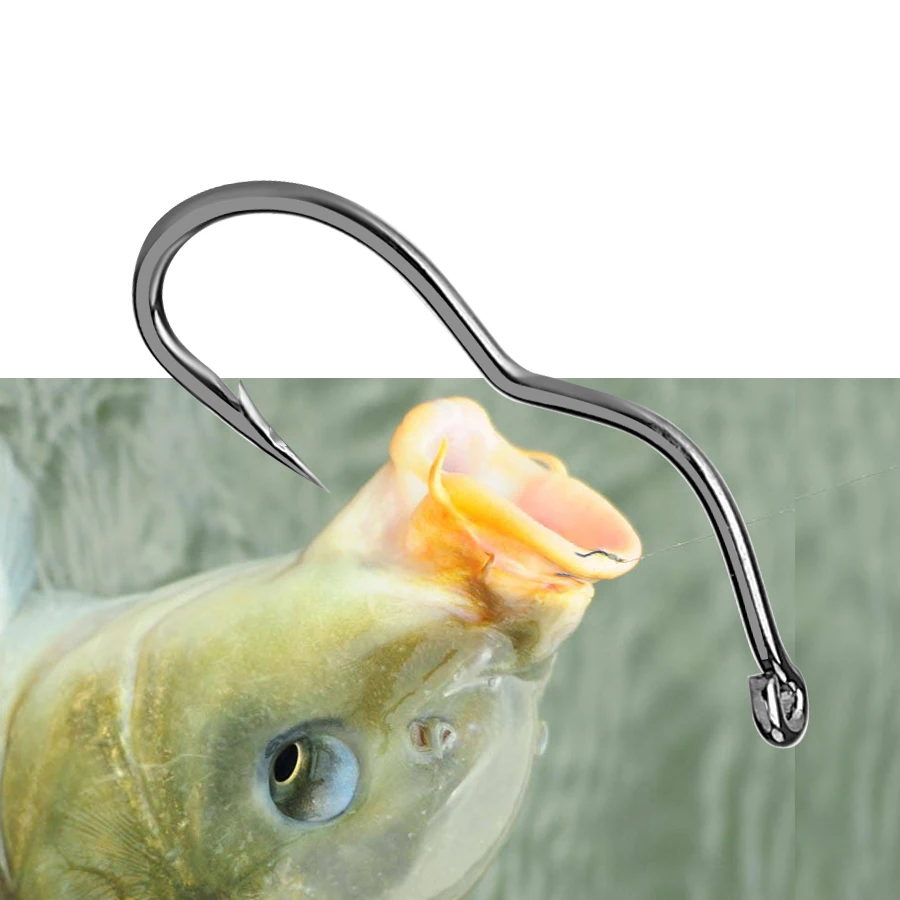 FTK New High Carbon Steel Fishing Hook With Eye Automatic Flip Sharp Barbed Fishhook for Carp Fishing Accessories 12Pcs/Pack