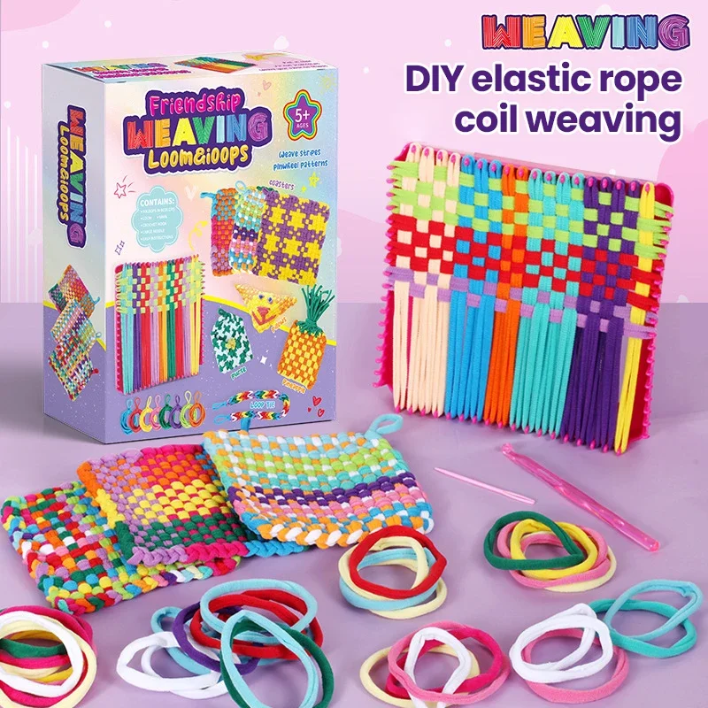 Zestaw do tkania DIY dla dzieci, tkanica z kolorowymi pętelkami, rękodzieło, szycie, zabawki do tkania dla dziewczynek, dzieci, prezenty na Boże Narodzenie.