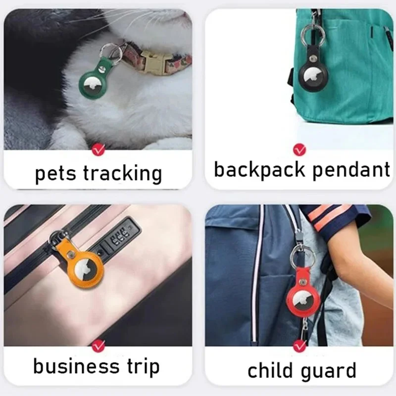 PU Leather Keychain for Apple Airtags Case Anti-scratch Bumper Shell Tracker Pocket Watch Cover Accessories - view 6