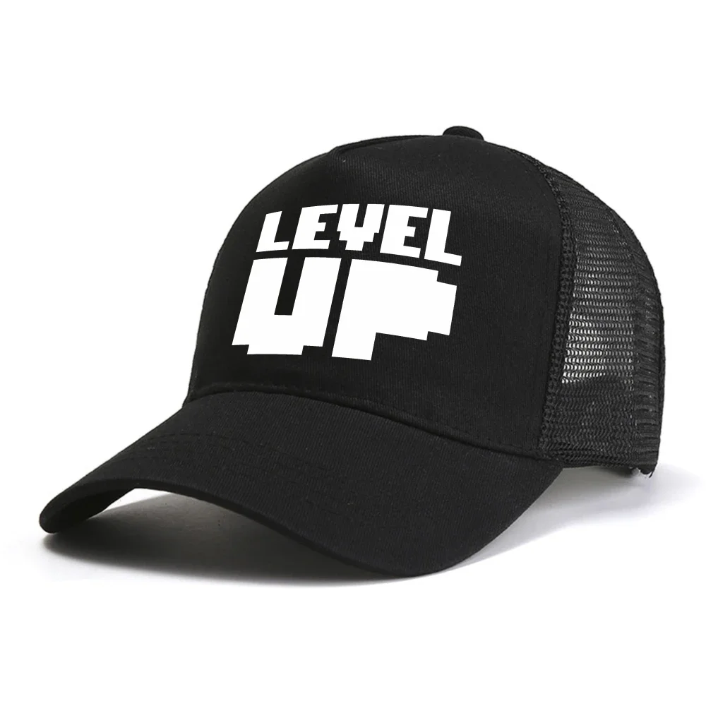 Level Up Basic baseball cap For Men Women Summer Breathable sun hat adjustable mesh snapback hats Men's Printed caps