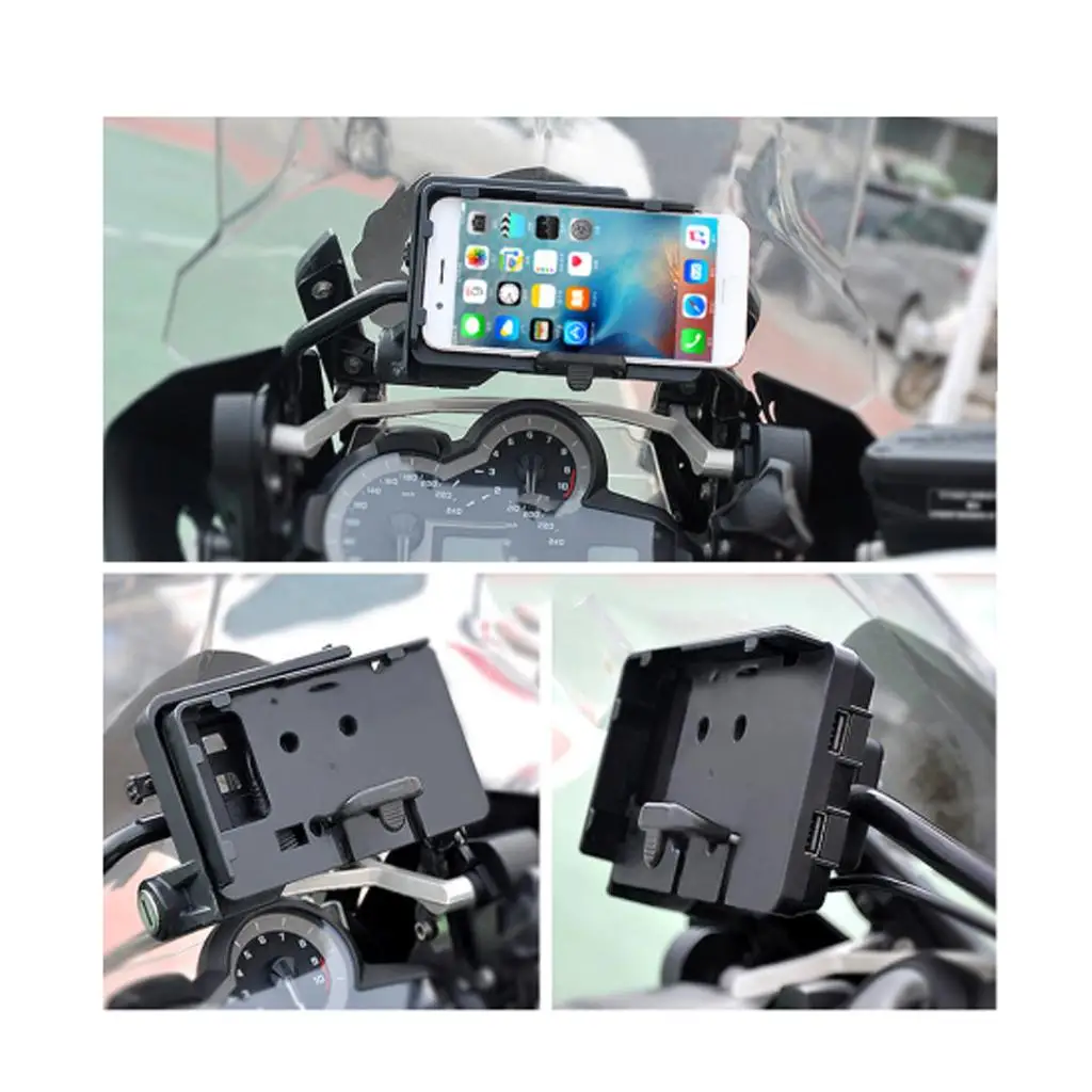 Motorcycle Phone Mount Holder Stand Bracket with USB Charging Charger for
