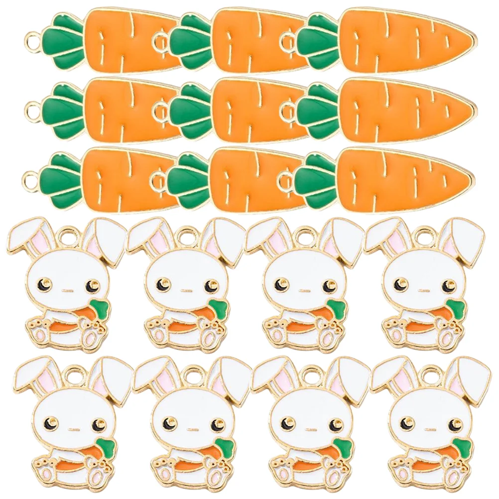 

20 Pcs Accessories Carrot Rabbit Shaped Decors Pendants for DIY Necklace Bunny Keychain Charm Hanging Ornaments Bracelet