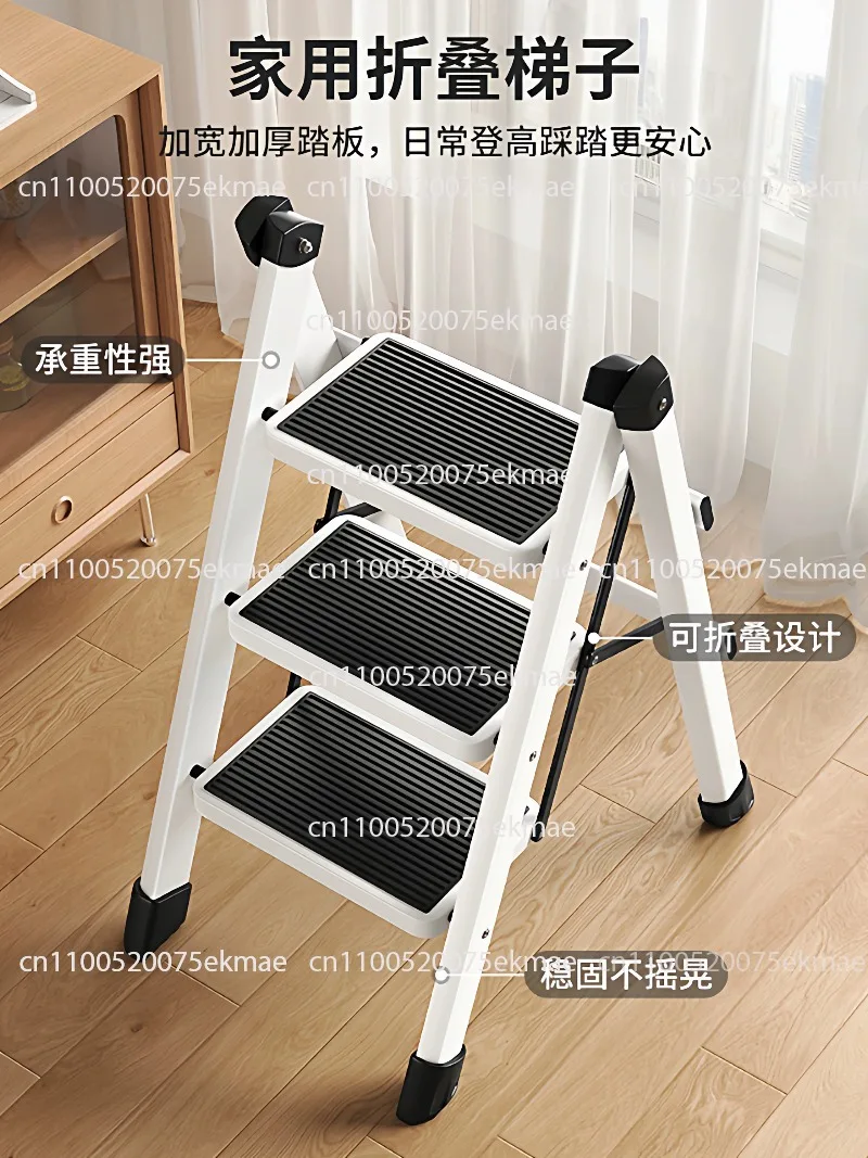 3 Step Folding Ladder, Anti-Slip Wide Pedal 330lbs Carbon Steel Step Stool with Storage Shelf, Multifunctional Plant Stand