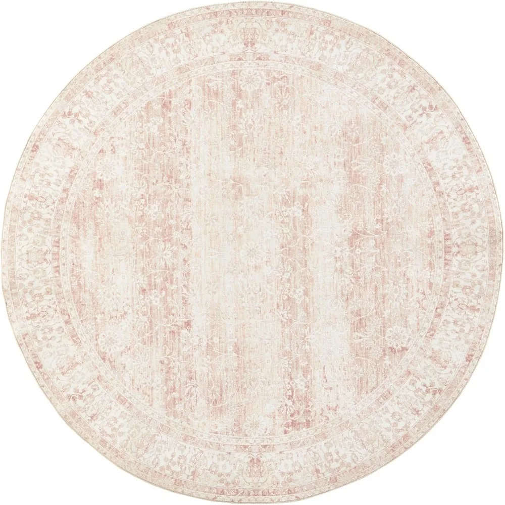 5ft سجادة مستديرة قابل للغسل منطقة البساط خمر غطاء أرضية داخلي الأزهار طباعة أحمر الخدود الوردي دائرة السجاد 5 'مستديرة المطبخ غرفة المعيشة يكون