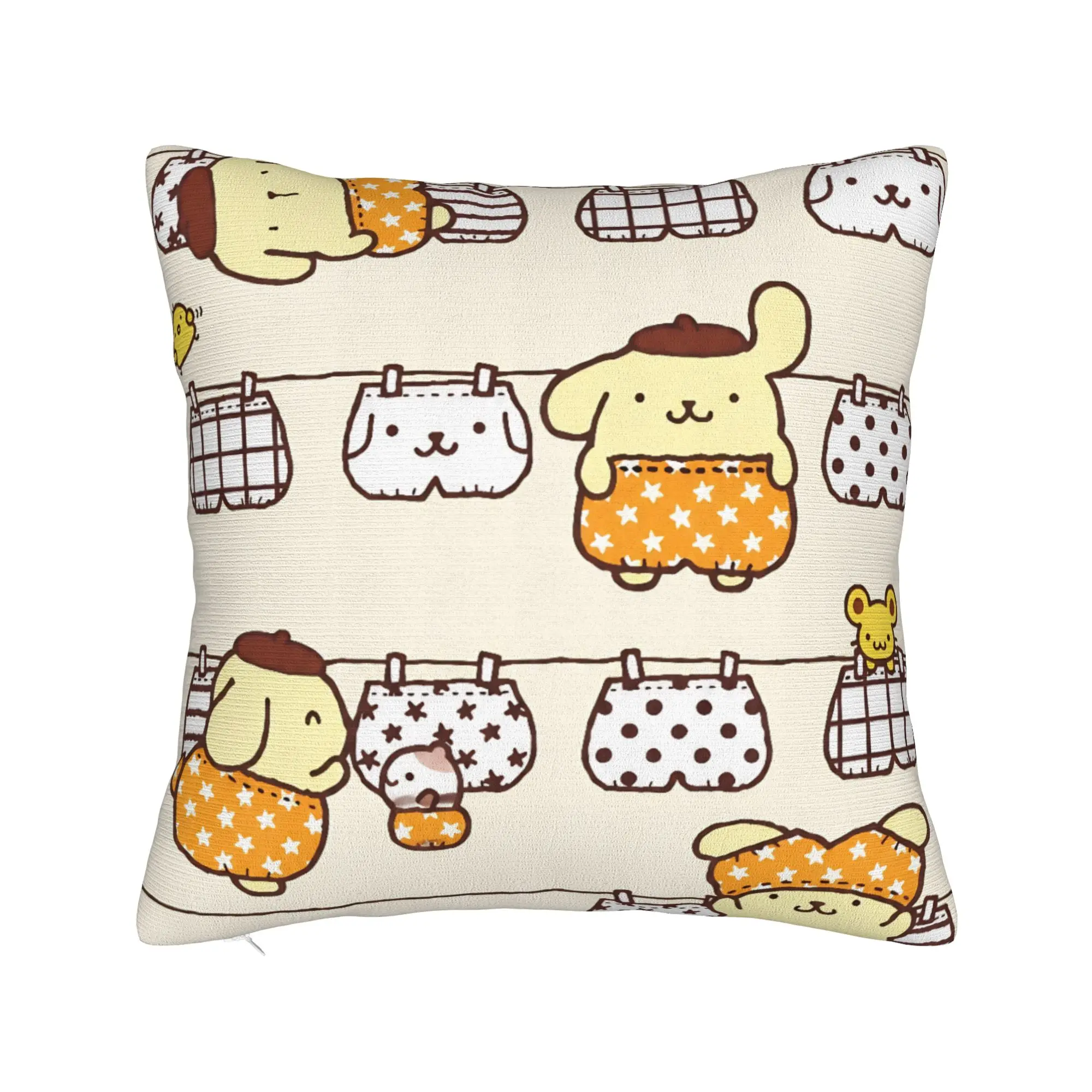 Pompompurins Cute Dog Pillowcase Printed Fabric Cushion Cover Decorations  Throw Pillow Case Cover Car Zipper 45X45cm