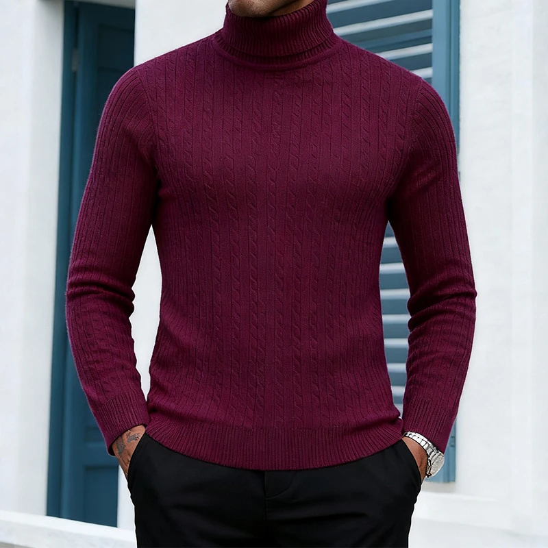 قاع البلوزات ضئيلة رجالي خريف شتاء عادية بلون طويلة الأكمام الياقة المدورة سترة دافئة سميكة الحياكة الرجال البلوز القمم #3