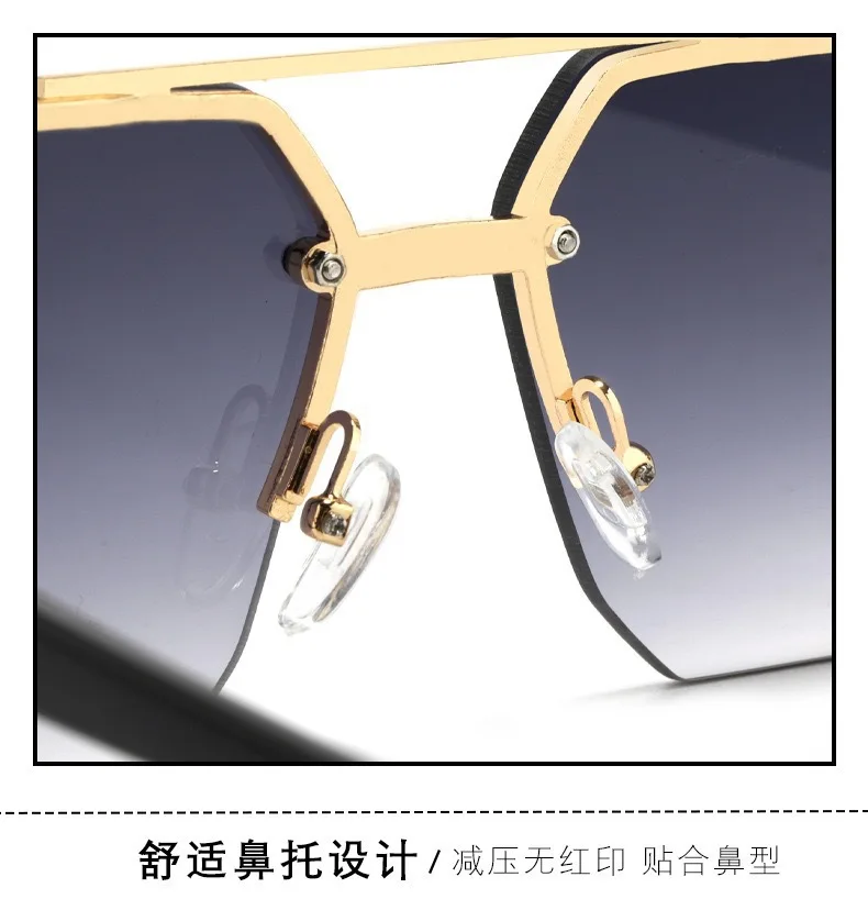Neue Modische Quadratische Piloten-Sonnenbrille für Männer, Übergroße Legierungs-Sonnenbrille mit Farbverlauf für Frauen, Outdoor-Freizeitbrille – Detail 15