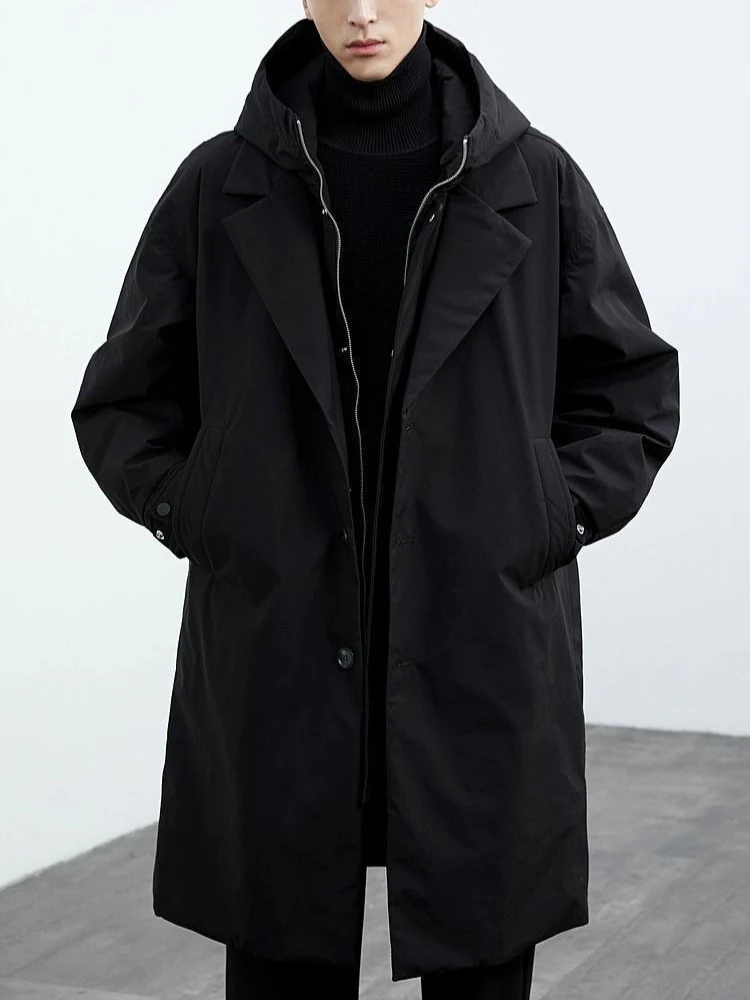Veste à capuche mi-longue rembourrée en coton pour homme, manteau chaud et épais, coupe-vent, pour l'extérieur, Style coréen, nouvelle collection hiver 2025