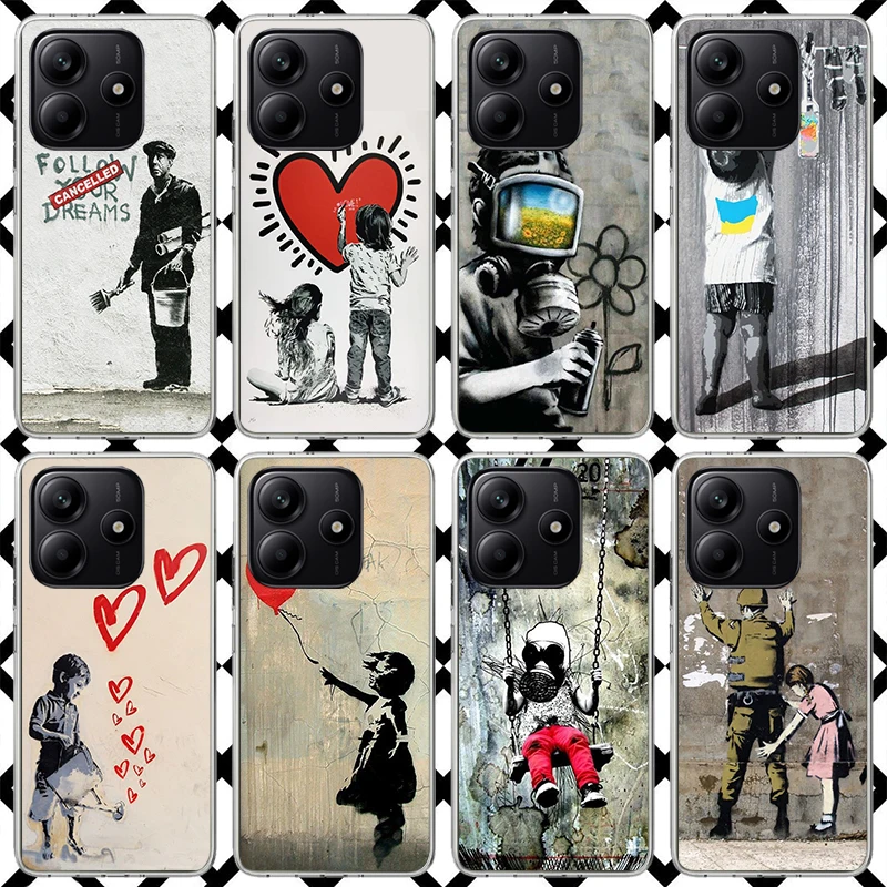 Coque de téléphone Street Art Banksy Graffiti pour Xiaomi Redmi Note 15 14 14S 13 12 12S 11 Pro Plus 11E 11T 11S 10S 5G, housse souple Fundas