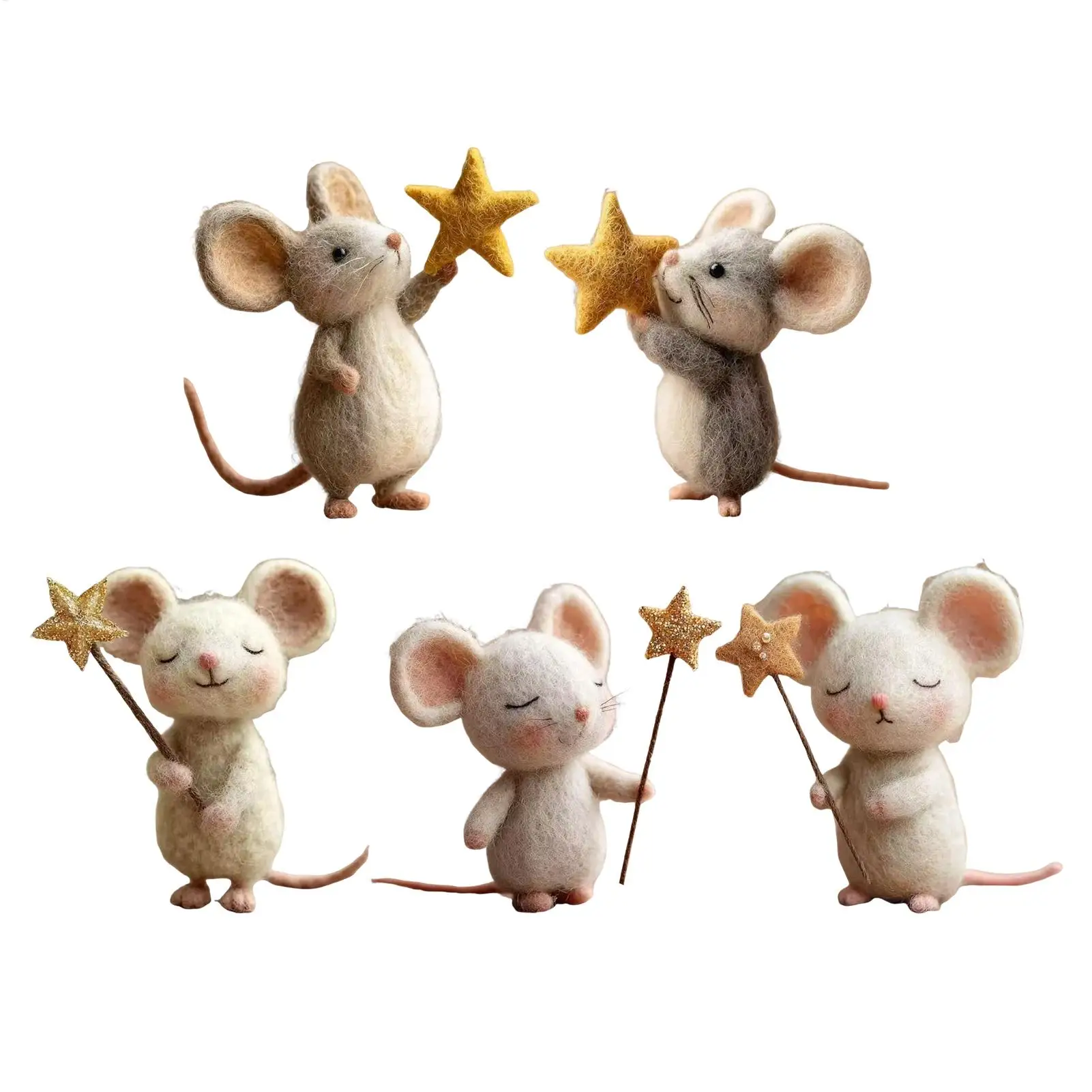 Felt Mice Toy Set 3.1 Inch Cute Tabletop Decor for Easter Holiday Home Fireplace Mantel Bookshelf Shelf Desktop Decoration Gift