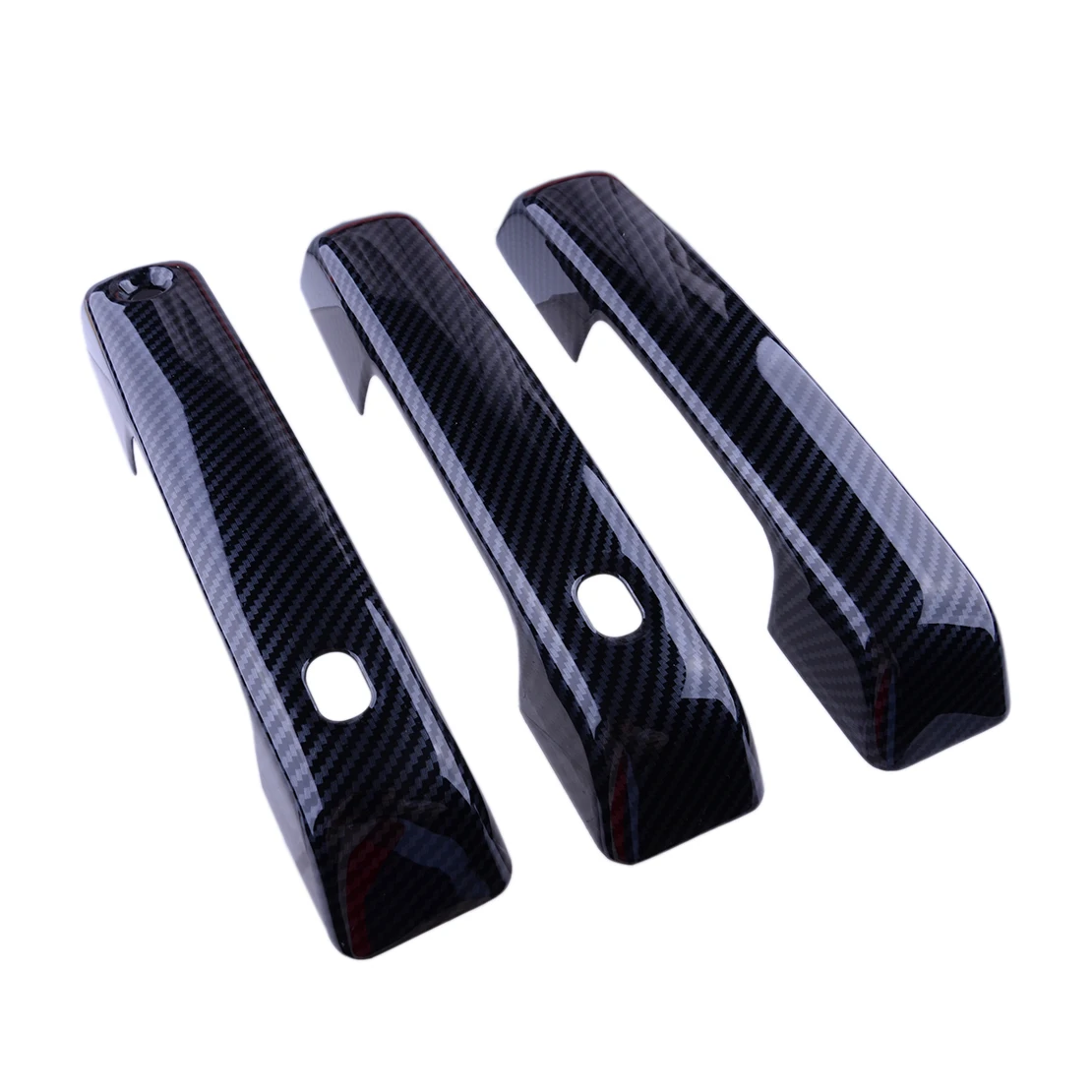 4pcs/Set Black Carbon Fiber Style ABS Car Exterior Door Handle Cover Trim Decor Cap Fit for Ford F150 F-150 2021 2022