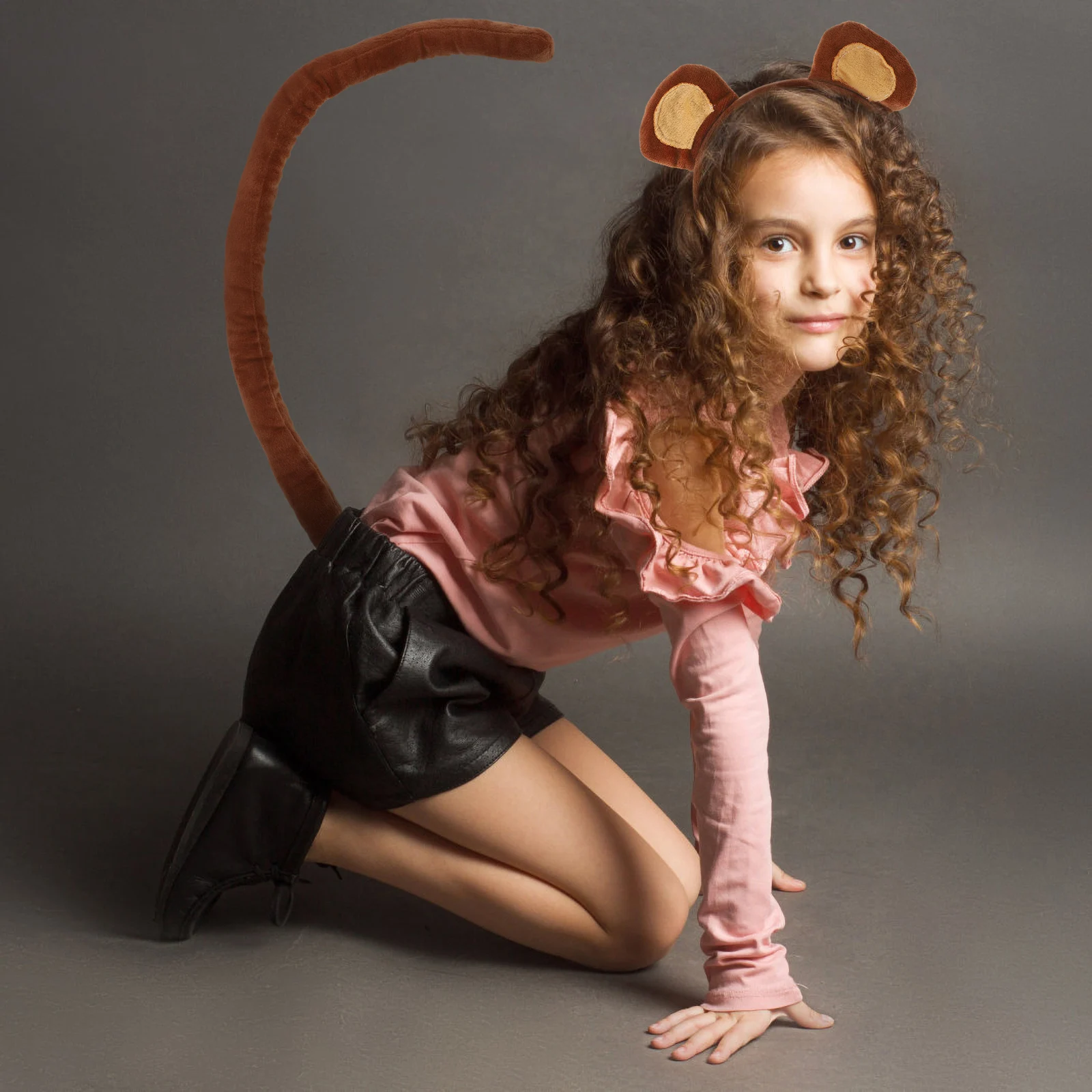 1 セット耳ヘッドバンドテールプロップコスプレ動物コスチュームパーティードレスアップアクセサリー猿の衣装用