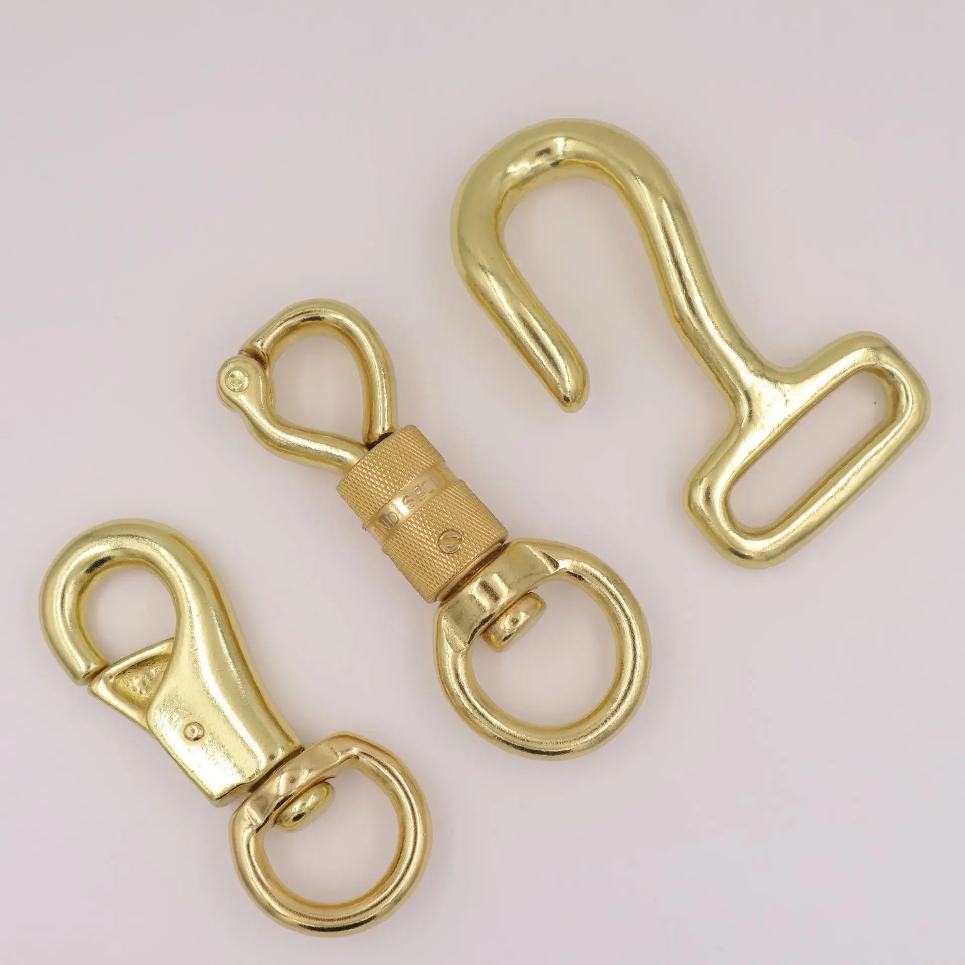1piece Solid Brass Snap Hook Heavy Duty Swivel Eye Clasps for Large Dog Pet Leashes Horse Gear Safety Catch Buckle High Quality - view 2