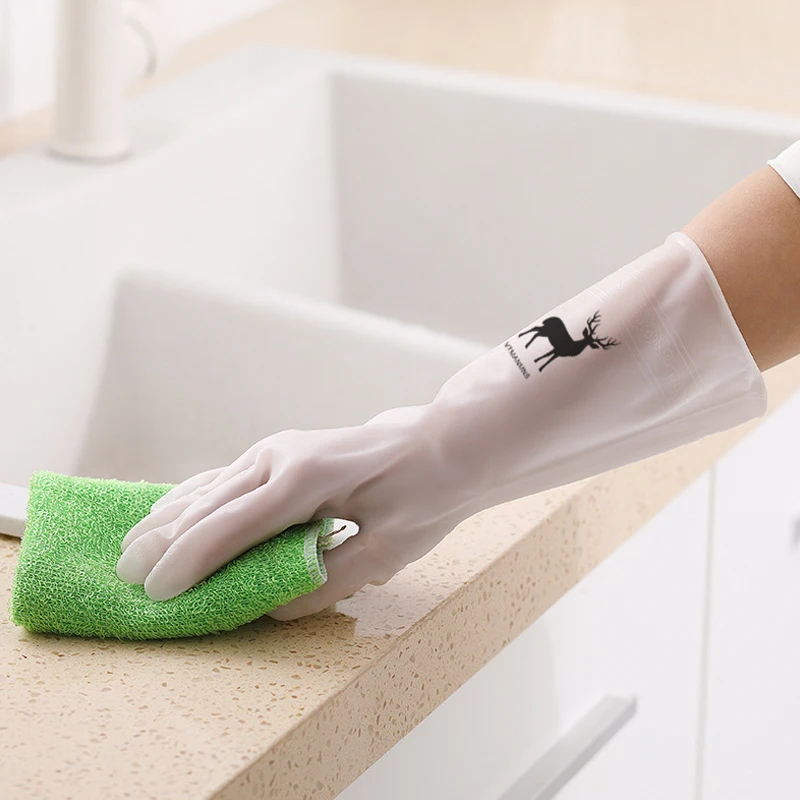 Simple Style Household Dishwashing Gloves Women Washing Clothes Waterproof Rubber Gloves Thin Household Brush Bowl Latex Gloves