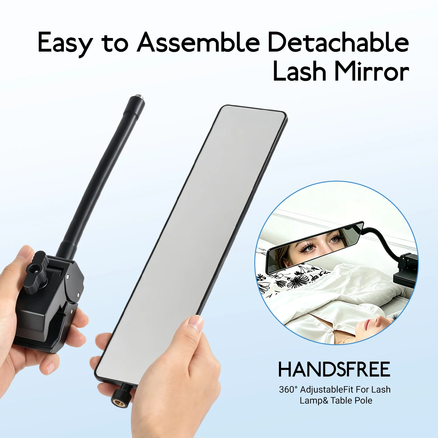3PackHands-Free Eyelash Extension Inspection Mirror with Clip Connector Tray Holder Stand Professional Lash Tech Makeup Supplies