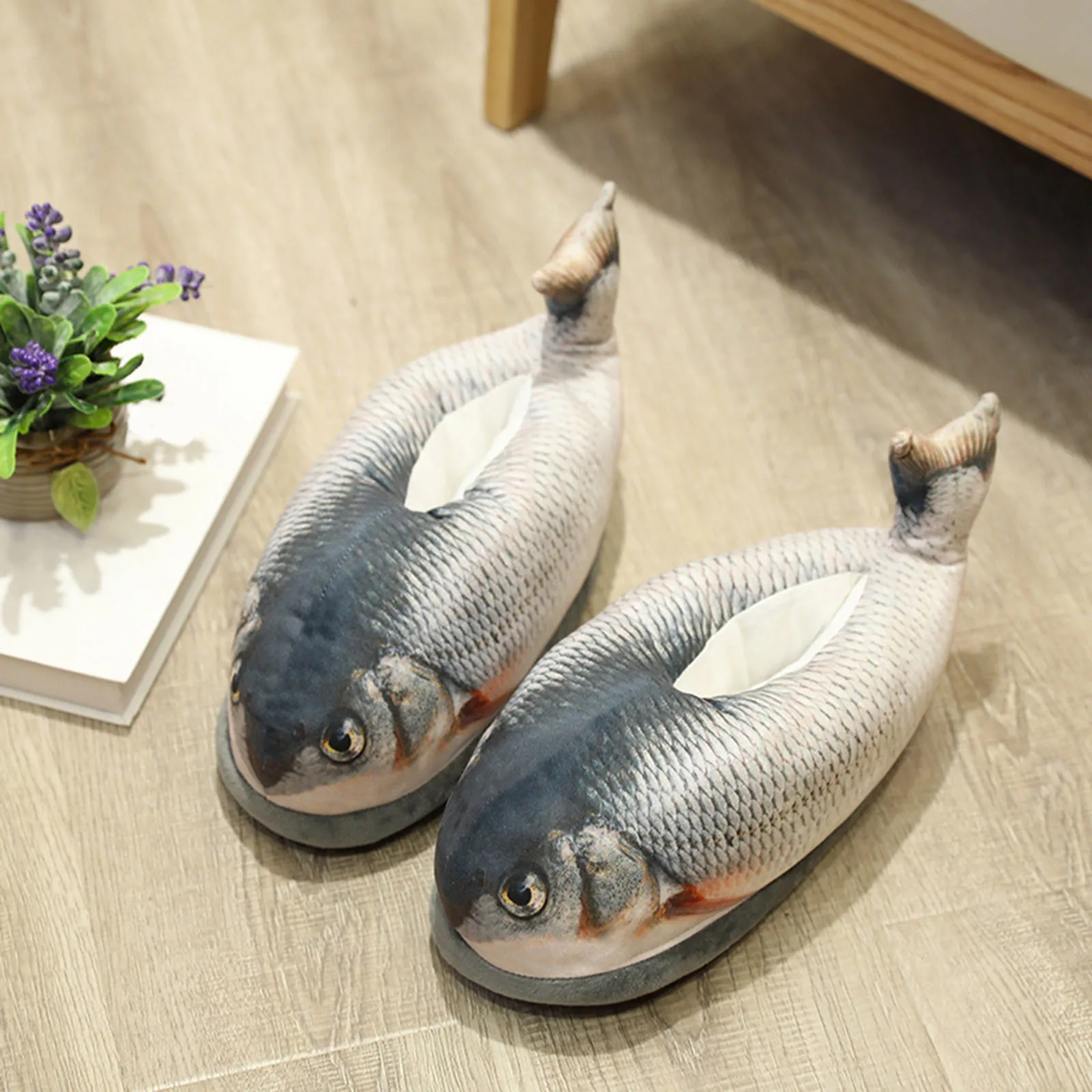 Creative Fish Animals Slippers Women Comfortable Flat Bottomed Cartoon Cute Warmth Home Slipper Non-Slip Thick Sole Furry Shoes