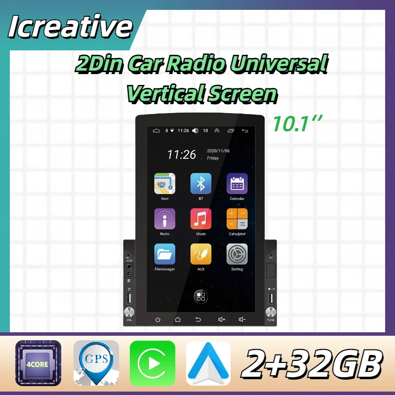 

Vertical Screen Android Car Radio 2Din Universal 10.1‘’ Wireless Carplay Multimedia Vedio Player Autoradio Stereo Navigation GPS