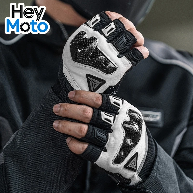 

Motorcycle Gloves Half Finger Motorcycles Accessories Carbon Fiber Waterproof Biker Glove Antiskid Breathable Motocross Protect