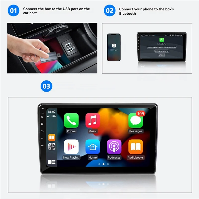 AT12 Беспроводная коробка Carplay, проводной к беспроводному модулю Carplay, соединительная коробка для автомобильной машины, Android Auto, два в одном