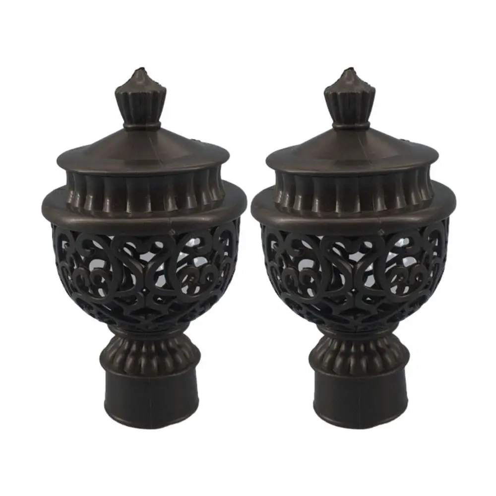 2pcs Decorative Plastic Hollow Out Curtain Rod Head Drapery Rail Ends Curtain Rod Cap Curtain Accessories
