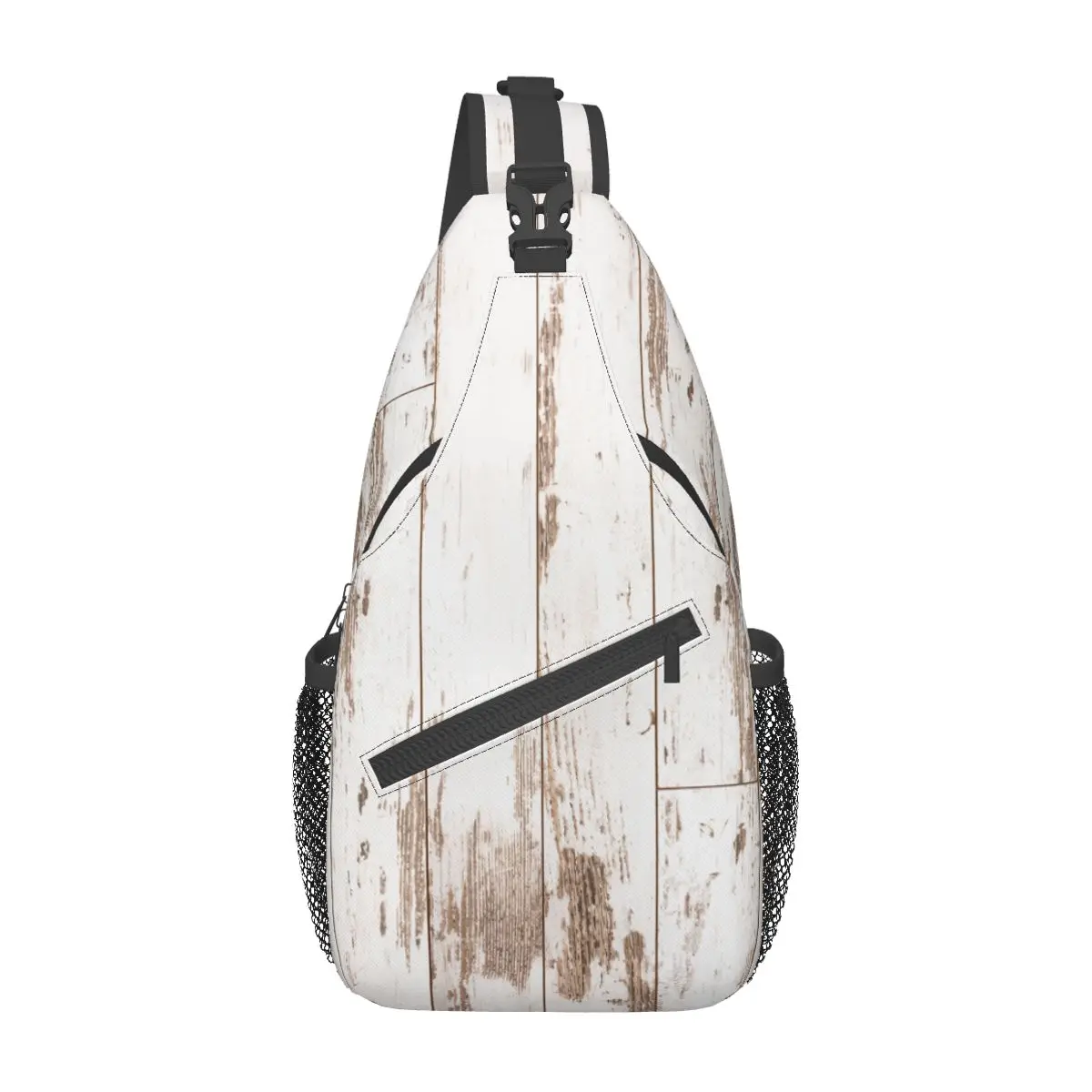 

Vintage White Painted Crossbody Sling Bags Men Women Chest Bag Old wooden Shoulder Backpack Daypack Hiking Outdoor Sport Bookbag