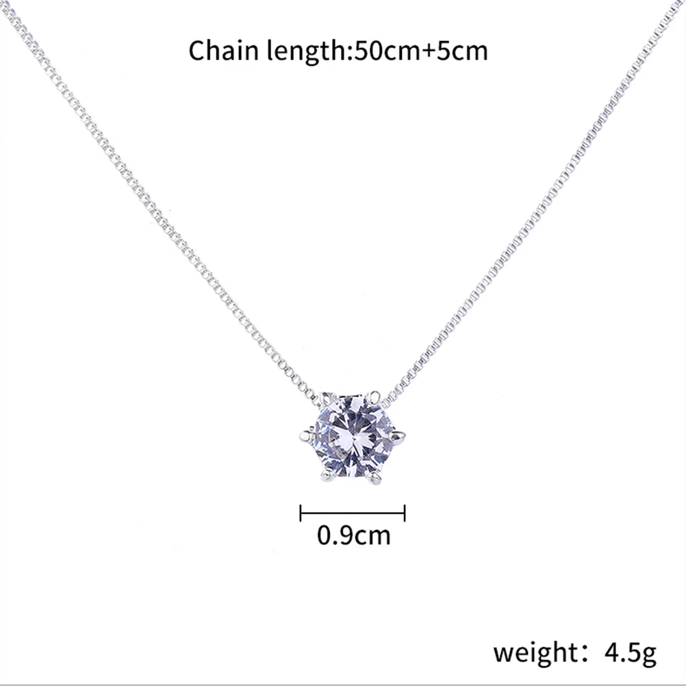 بسيطة جولة الزركون قلادة لامعة العصرية دائم ارتداء مثالية عيد ميلاد الزفاف هدية مجوهرات واحدة الزركون قلادة #3