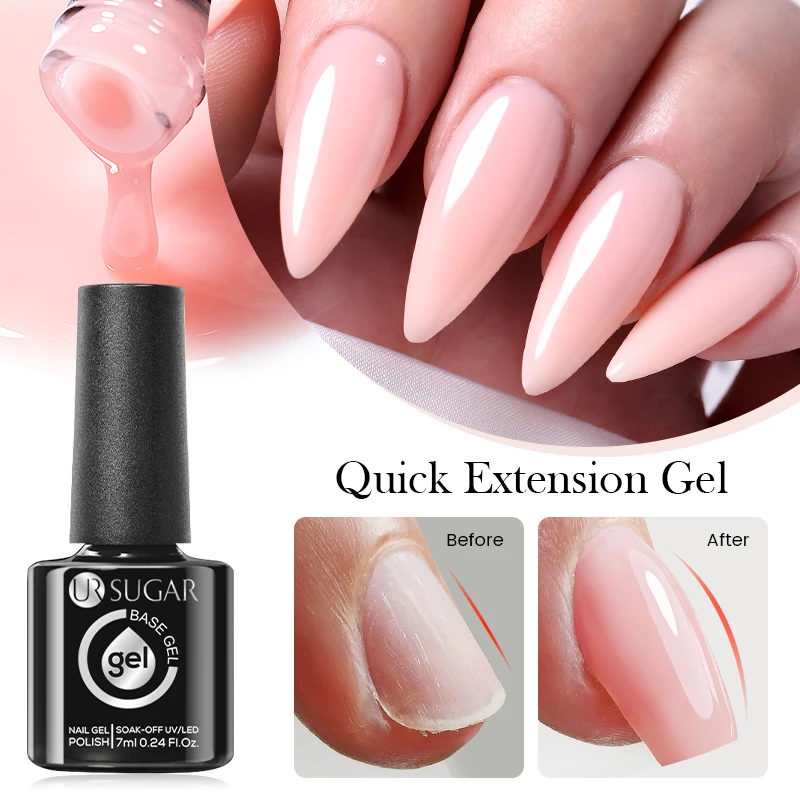 UR SUGAR 7ML Pink Nude Extension Gel Self-Leveling Hard Gel Semi Permanent UV LED Quick Extension Nail Gel Polish Manicure