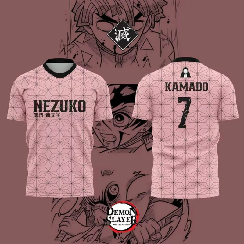 

NEZUKO Demon Slayer Jersey Adult and Children Summer Leisure Fashion Anime 3D Print Crewneck Short Sleeve Bandai Cosplay Tshirt