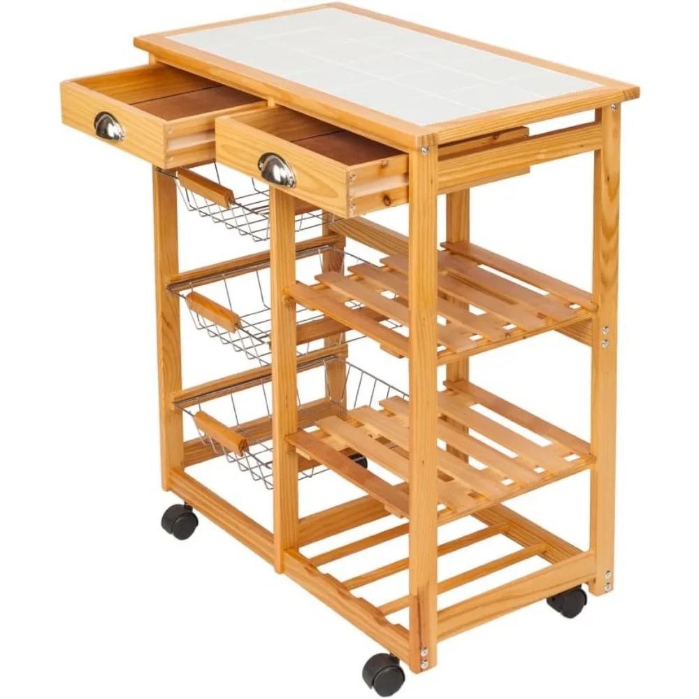 

Mobile Bar Serving Cart, Rolling Bar Cart for The Home, Kitchen Island Rolling BBQ Drink Trolley, Serving Cart with Wheels, Beve