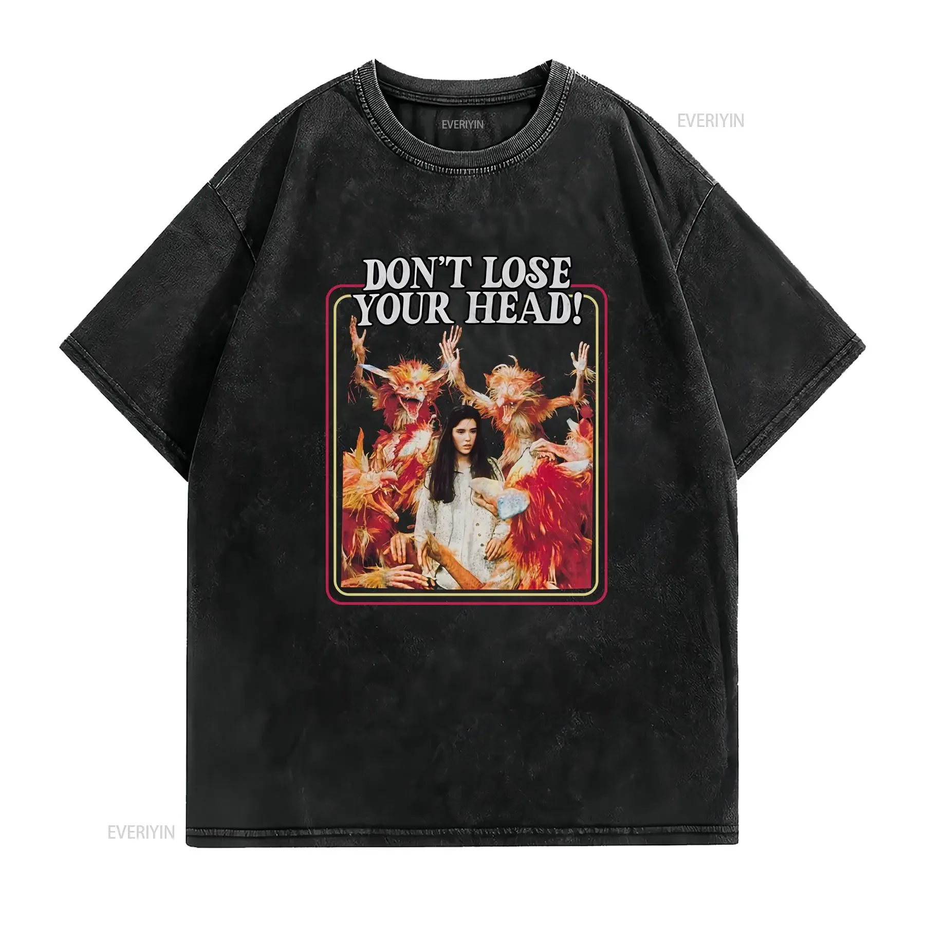 Official Labyrinth Chilly Down With The Fire Gang Black T Shirt vintage Washed Comfortable Soft Breathable Versatile Slightly
