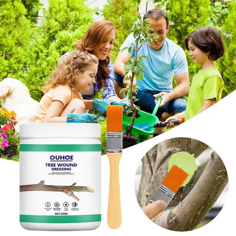 Tree Grafting Paste Tree Wound Bonsai Cut Paste Smear Agent Plant Grafting Pruning Sealer With Brush Bonsai Cut Wound Paste Tree