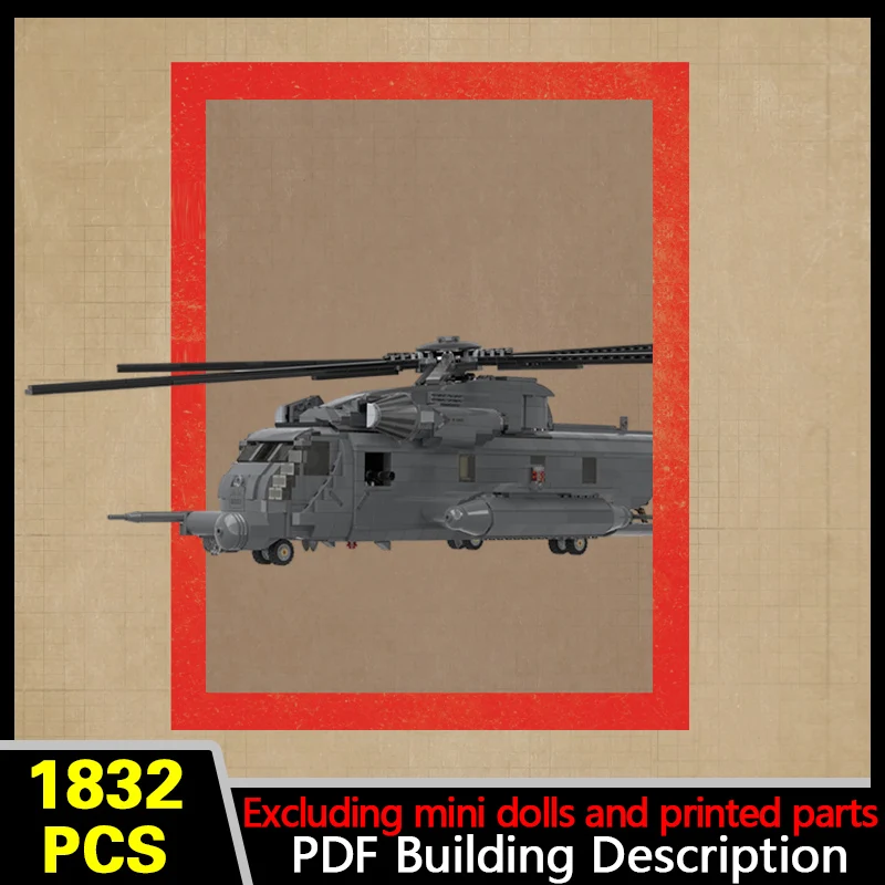 MH-53M Heavy-Lift Helicopter Model MOC Building Bricks War Equipment Modular Technology Gifts Holiday Assemble Children Toy Suit