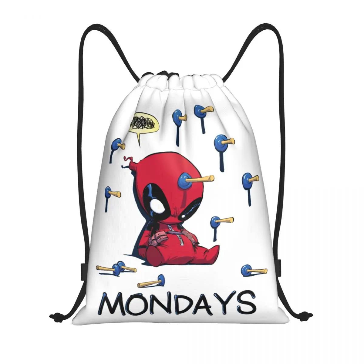 Custom Deadpool I Hate Mondays Drawstring Backpack Bags Men Women Lightweight Gym Sports Sackpack Sacks for Shopping