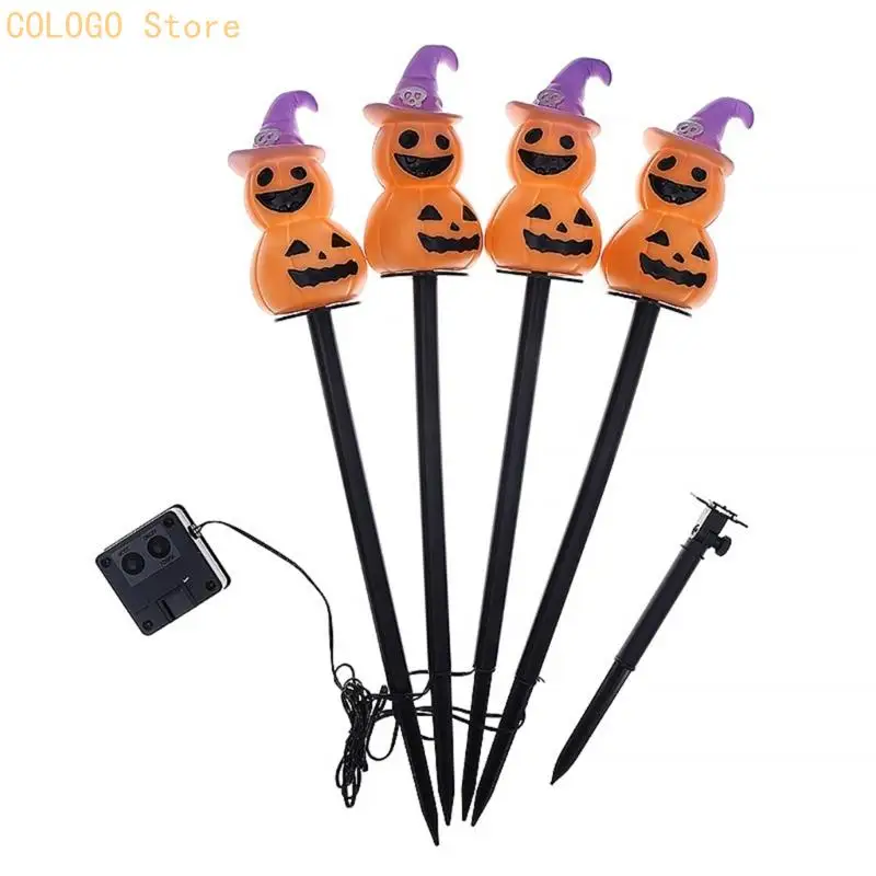 Front Entry Halloween Solar Stake Lights for Garden Decoration Set of 4 D0LD