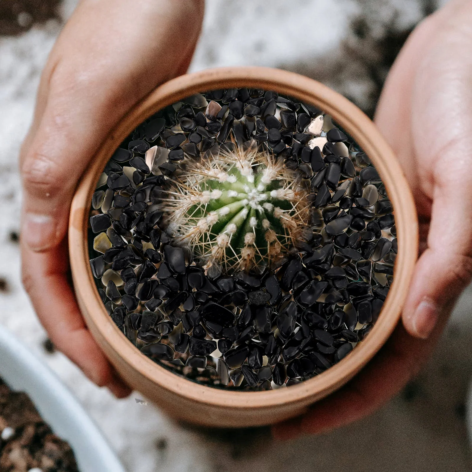 

1 Set Of Black Obsidian Gravel Smooth Decorative Rocks For Aquarium Fish Tank Wear-Resistant Landscape Supply Desktop Ornament