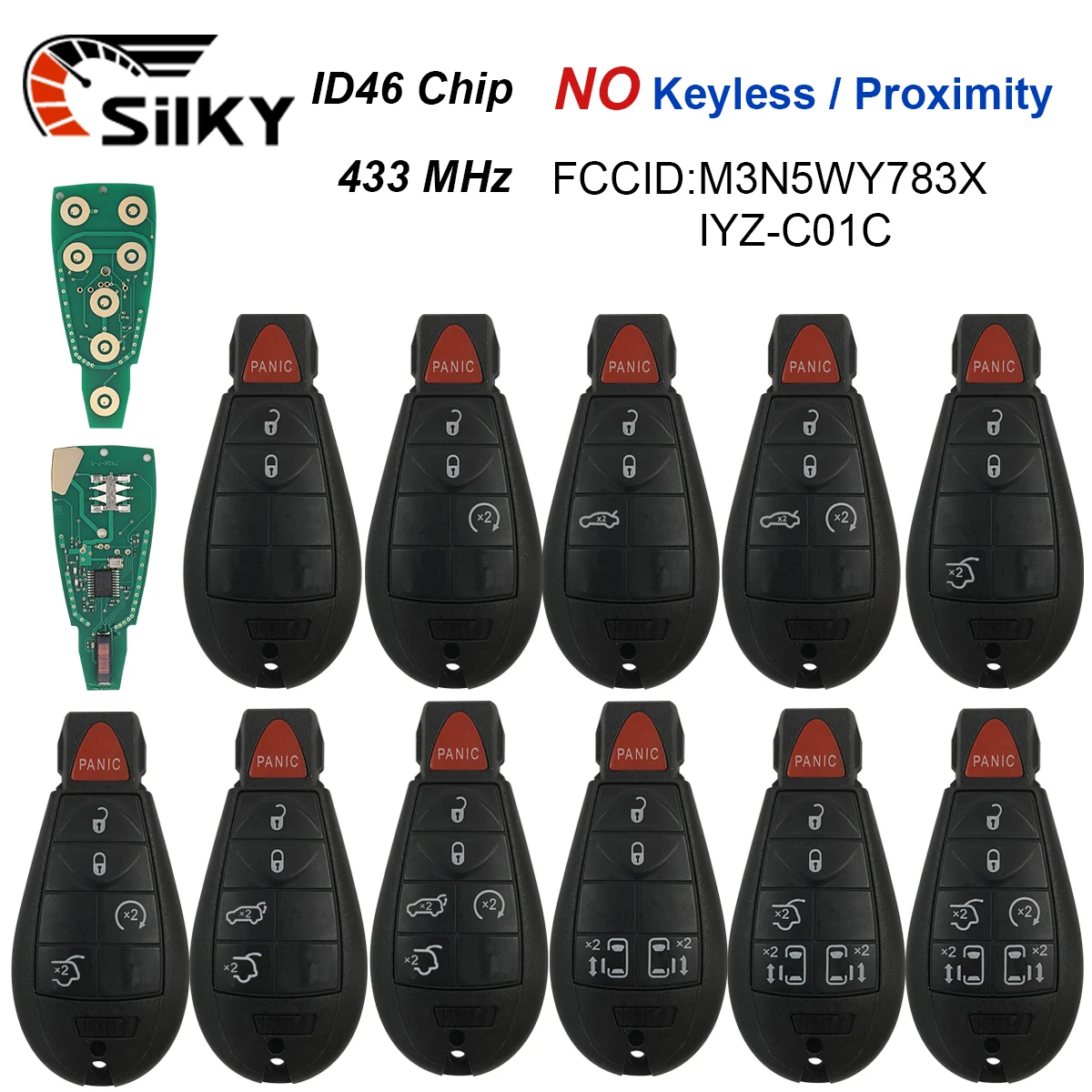 SilKY 433Mhz 7941 Remote Car Key Fob M3N5WY783X For Chrysler Town & Country Jeep Grand Cherokee Dodge Caravan Journey