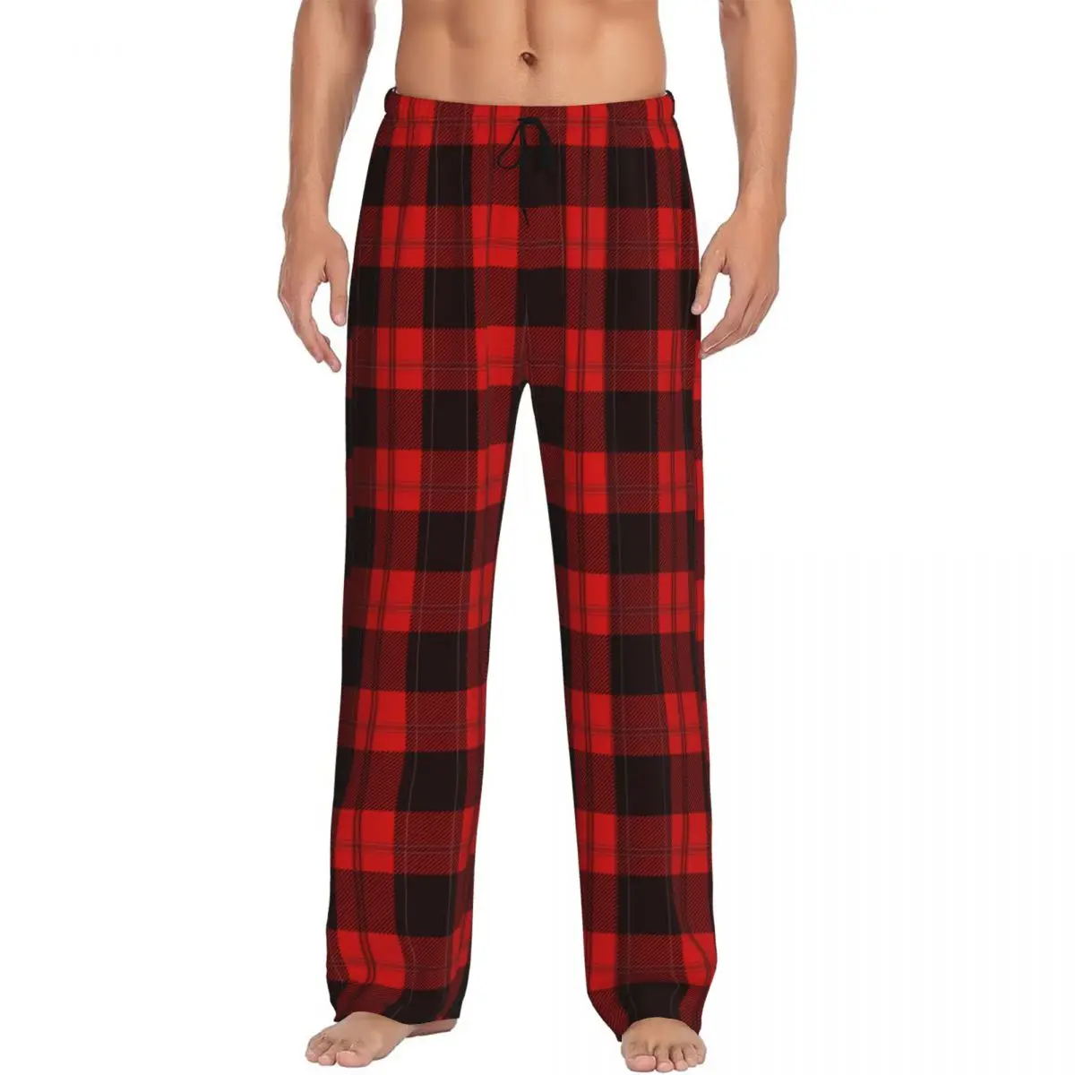 Custom Printed Men's Pajama Pants Chess Red Sleepwear Sleep Lounge Bottoms with Pockets